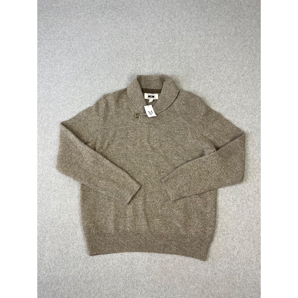 Joseph Abboud Sweater Mens L Brown Shawl Collar Wool Blend Tight Knit‎ NWT